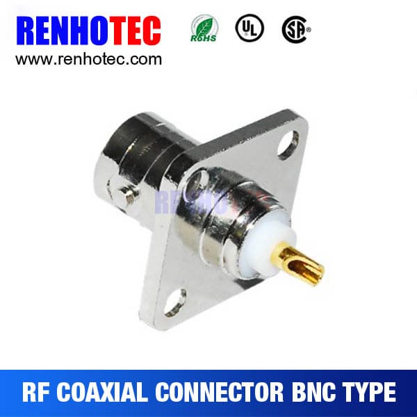 180 Degree Straight 4_holes Jack BNC Connector with one pin